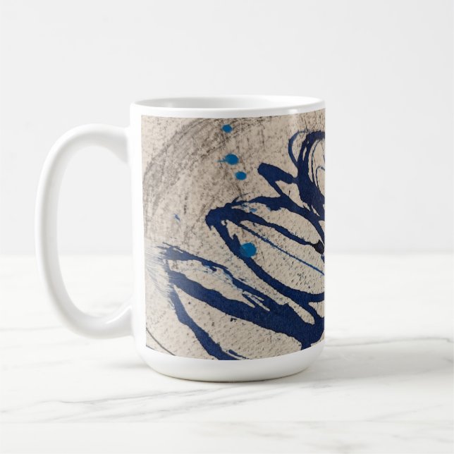 Caneca De Café Abstrato Azul e Cinza (Esquerda)