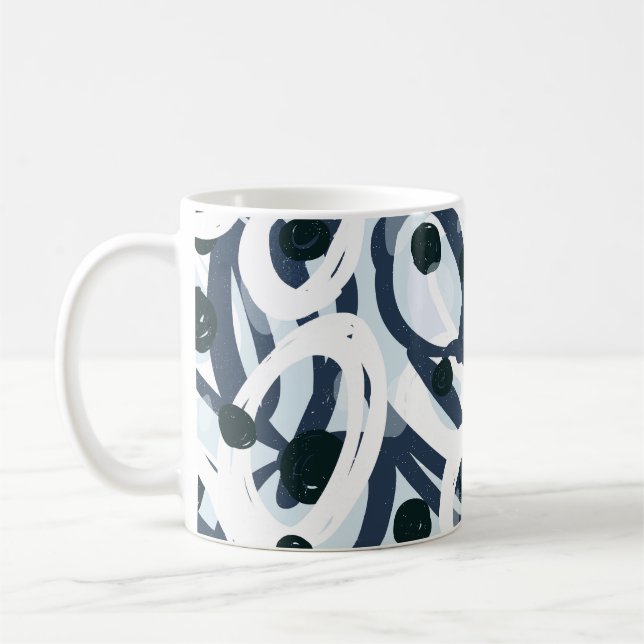Caneca De Café Abstrato azul e marinho pinceladas de pintura (Esquerda)