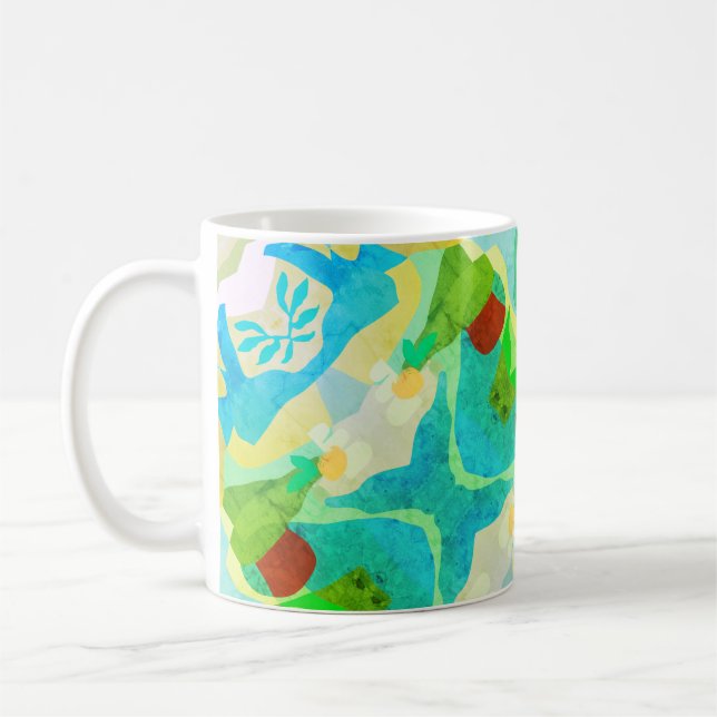 Caneca De Café Abstrato azul e verde - Natureza calma (Esquerda)