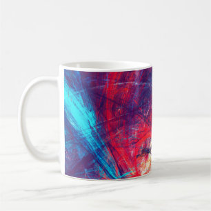 Caneca De Café Abstrato belo fundo vermelho e azul brilhante