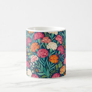 Caneca de Café Abstrato Boho Cravos & Borboletas