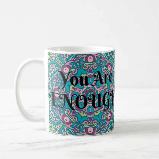 Caneca De Café Abstrato Boho Mandala Você Já Chega De Afirmação (Esquerda)