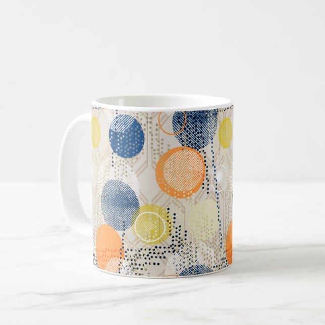 Caneca De Café Abstrato bolinhas colorido (Frente Esquerda)