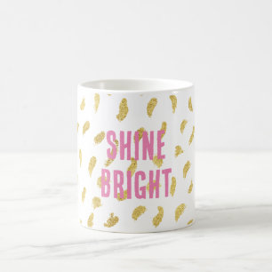 Caneca De Café Abstrato Branco Dourado e bonito