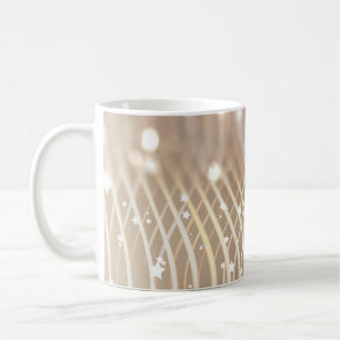 Caneca De Café Abstrato Brown, Waves Stars Background.