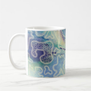 Caneca De Café Abstrato Clássico de Tom Azul Decorativo