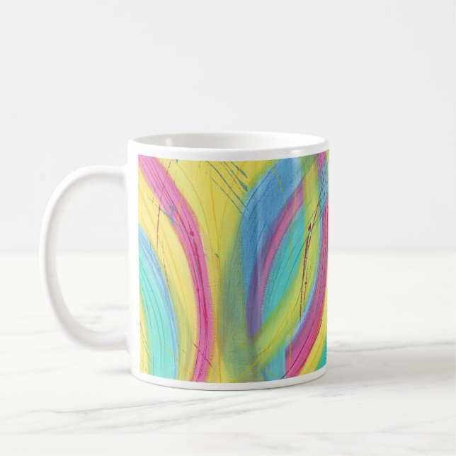 Caneca De Café Abstrato Colorida Brushstrokes Mugs (Esquerda)
