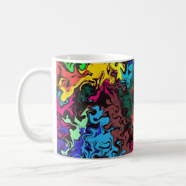 Caneca De Café Abstrato Colorida Twirly / (Esquerda)