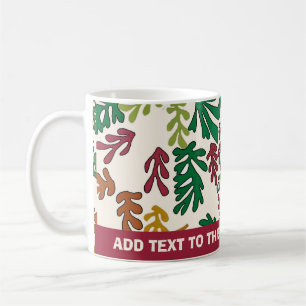 Caneca De Café Abstrato Colorir Folhas, adicionar texto,