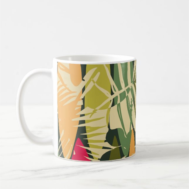 Caneca De Café Abstrato com folhas tropicais. Ha (Esquerda)