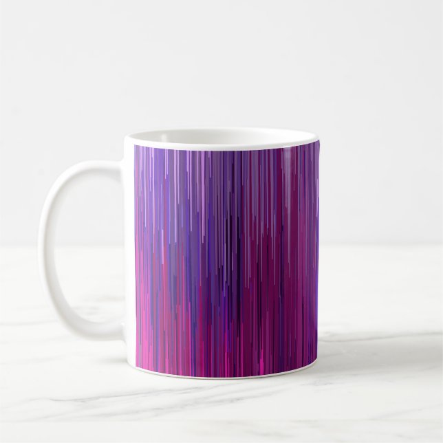 Caneca De Café Abstrato com linha vertical fina e roxa (Esquerda)
