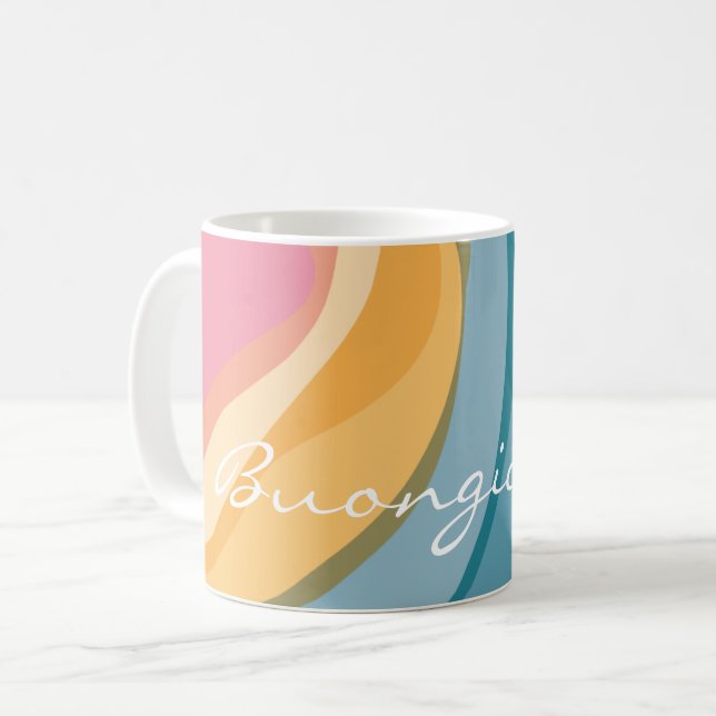 Caneca De Café Abstrato cor azul-clara-rosa-d-água personalizada (Frente Esquerda)