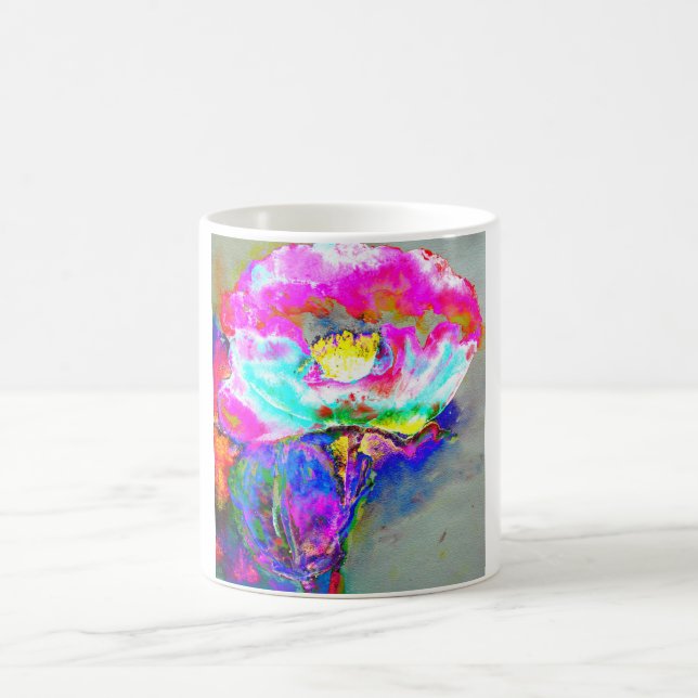 Caneca De Café Abstrato cor-de-água rosa floral (Centro)