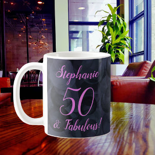 Caneca De Café Abstrato cor-de-rosa 50 e aniversário fabuloso