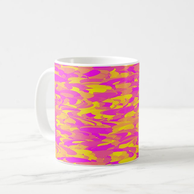 Caneca De Café Abstrato cor-de-rosa amarelo-amarelo (Frente Esquerda)