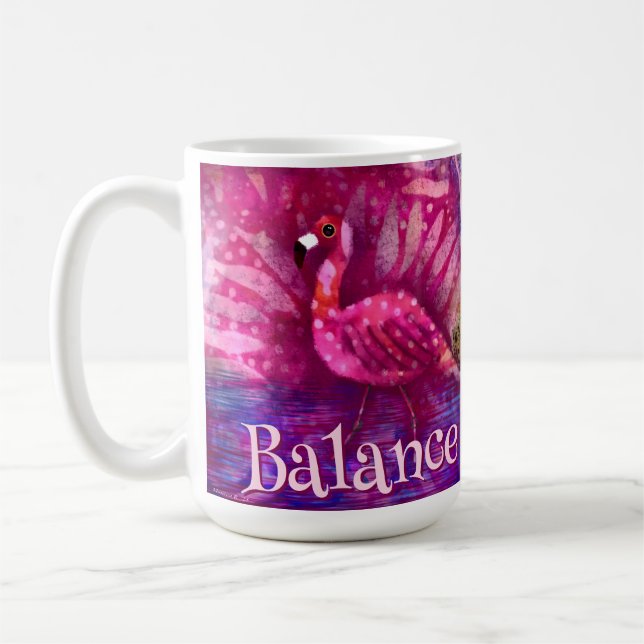 Caneca De Café Abstrato cor-de-rosa-branco Flamingo personalizado (Esquerda)