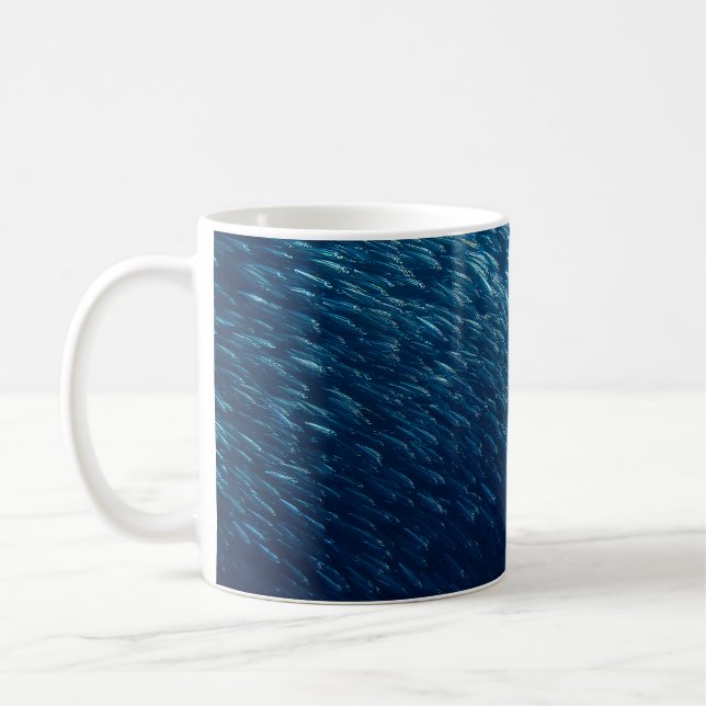 Caneca De Café Abstrato da Escola de Peixes do Mar Subaquático (Esquerda)
