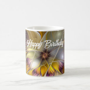 Caneca De Café Abstrato da Fantasia Colorida Flor Moderno Fractal