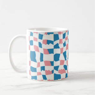 Caneca De Café Abstrato da placa de verificação azul-rosa do moni