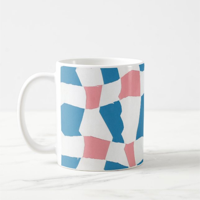 Caneca De Café Abstrato da placa de verificação azul-rosa do moni (Esquerda)