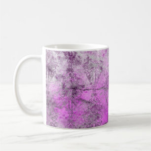 Caneca De Café Abstrato Damask Pink Impressão