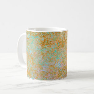 Caneca De Café Abstrato de Álcool Patina Azul Dourado e Turquesa