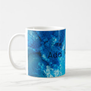 Caneca De Café Abstrato de arte azul e branca misturada
