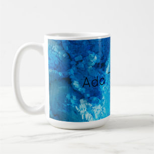 Caneca De Café Abstrato de arte azul e branca misturada