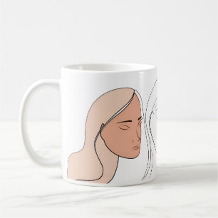 Caneca De Café Abstrato De Arte De Linha Minimalista