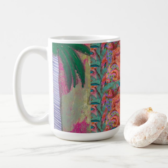 Caneca De Café Abstrato de árvore palma (Com Donut)