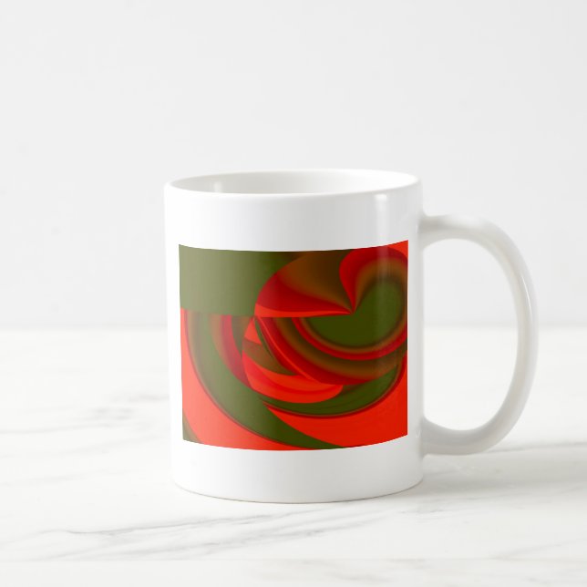 Caneca De Café Abstrato de Cubist Vermelho e Verde (Direita)