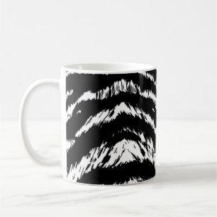 Caneca De Café Abstrato de Desenho Mão Duas Cores Raspas de Zebra