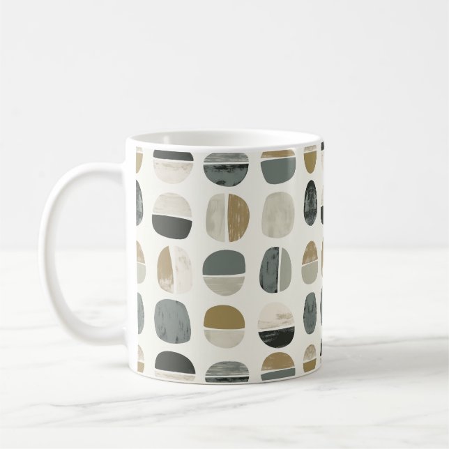 Caneca De Café Abstrato de Estilo Boêmian Verde e Beige (Esquerda)