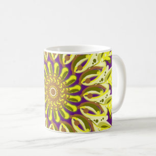 Caneca De Café Abstrato de Flor Púrpura de Chrysanthemum Amarelo