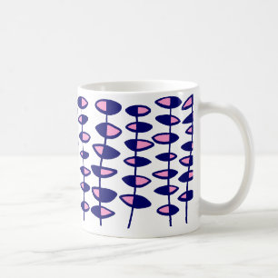 Caneca De Café Abstrato de folha alternada - Cor-de-rosa e azul e
