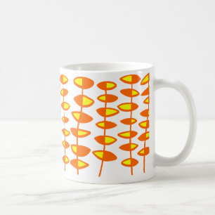 Caneca De Café Abstrato de Folha Alternativa - Laranja e Amarelo