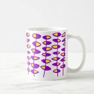 Caneca De Café Abstrato de Folha Alternativa - Roxo e Amarelo