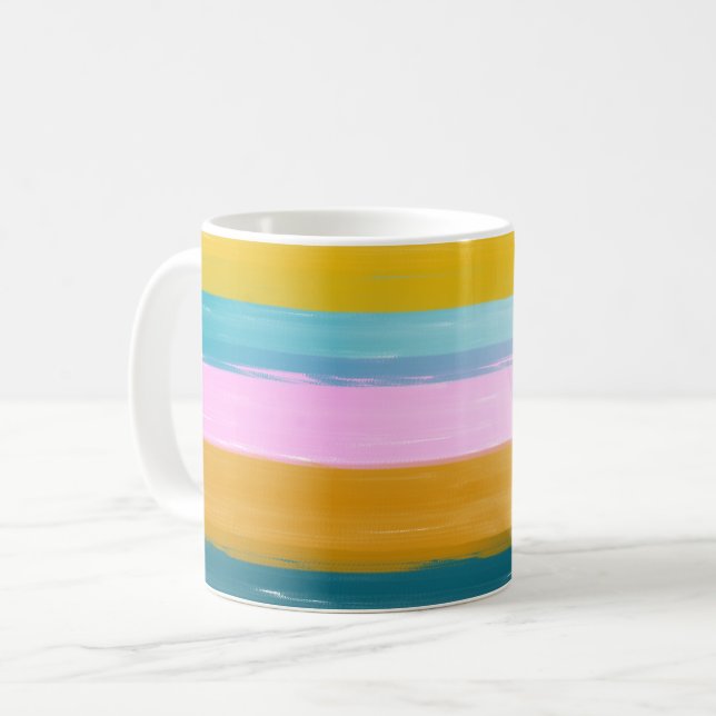 Caneca De Café Abstrato de Forma Simples, Grelha de Mola a Rosa (Frente Esquerda)
