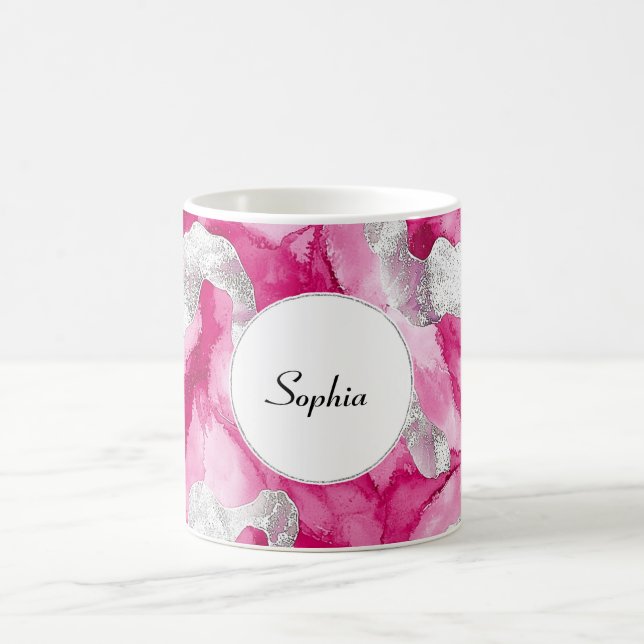 Caneca De Café Abstrato de Glama de Prata Rosa (Centro)