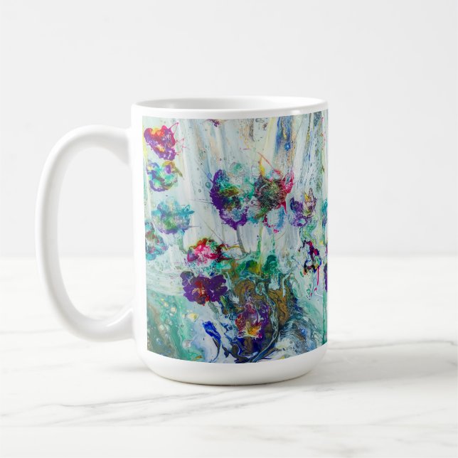 Caneca De Café Abstrato de jardim de beija-flores (Esquerda)