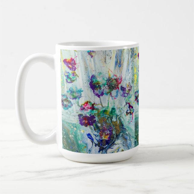 Caneca De Café Abstrato de jardim de beija-flores (Esquerda)