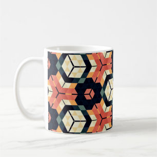 Caneca De Café Abstrato de marinheiros geométricos quadrados hex