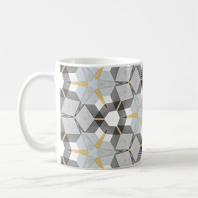 Caneca De Café Abstrato de marinheiros geométricos quadrados hexá (Esquerda)