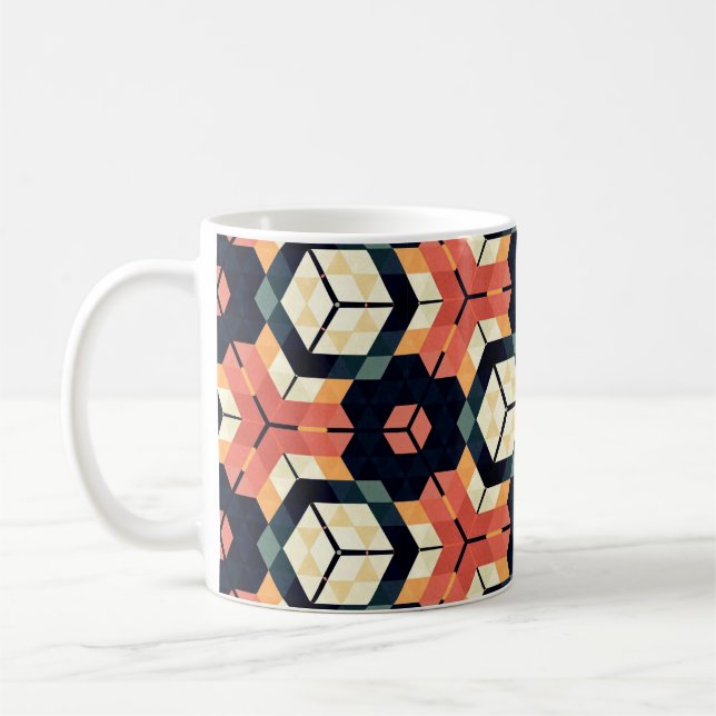 Caneca De Café Abstrato de marinheiros geométricos quadrados hexá (Esquerda)