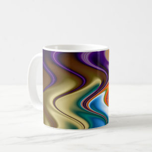 Caneca De Café Abstrato de multicores onduladas