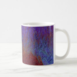 Caneca De Café abstrato de "Neural Firestorm" - Azul Vermelho