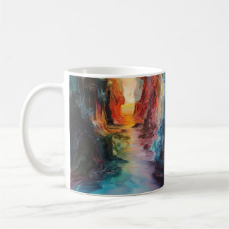 Caneca De Café Abstrato de Paisagem Colorida Mug, Café de Arte Ún
