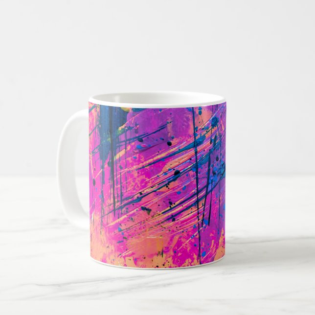 Caneca De Café Abstrato de pintura de sol de verão (Frente Esquerda)