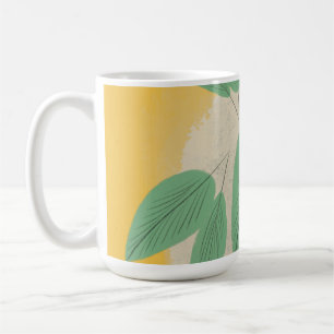 Caneca De Café Abstrato deixa uma ilustração amarela verde