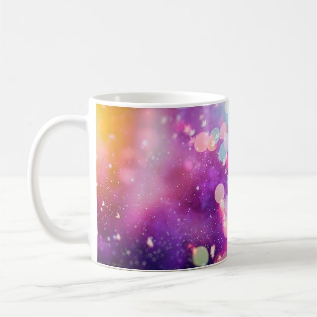 Caneca De Café Abstrato desfocado de brilho azul e prateado (Esquerda)